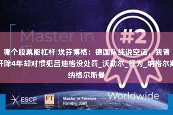 哪个股票能杠杆 埃芬博格：德国队纯说空话，我曾被开除4年却对惯犯吕迪格没处罚_沃勒尔_行为_纳格尔斯曼