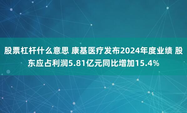 股票杠杆什么意思 康基医疗发布2024年度业绩 股东应占利润5.81亿元同比增加15.4%