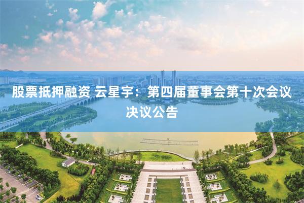 股票抵押融资 云星宇：第四届董事会第十次会议决议公告