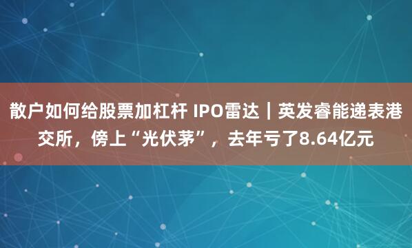 散户如何给股票加杠杆 IPO雷达｜英发睿能递表港交所，傍上“光伏茅”，去年亏了8.64亿元