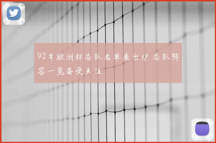 92年欧洲杯各队名单表出炉 各队阵容一览备受关注